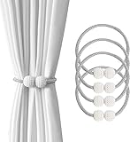 Seasboes 4 Stück Magnetische Raffhalter für Vorhänge, Vorhang Seil Schnallen, Vorhang Clips, Gardinenschlaufenhalter für Haus Dekoration Büro, Hotel Fenster Dekoration (Grau)