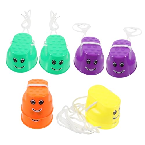 JOINPAYA 4 Paar Balancier Stelzen Aus Verdicktem Kunststoff Mit Rutschfester Plattform Verstellbare Kinderstelzen Für Gleichgewichtstraining Und Aktives Spielen Im Freien