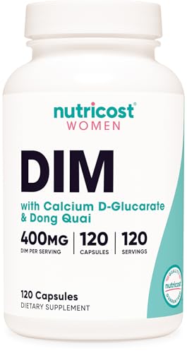 Nutricost Diindolylmethane DIM Supplement for Women 400mg 120 Capsules with Dong Quai Calcium & Black Cohosh - Vegan Non-GMO and Gluten Free