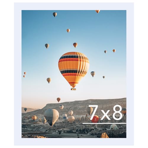 Image of JCJMY 7x8 Picture Frame White for Wall Hanging or Tabletop, Wall Mounting Horizontally or Vertically, 7 x 8 Wall Gallery Poster Photo Frame with Shatter Resistant Plexiglass, White