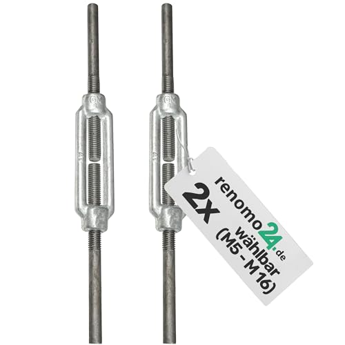 Renomo24-2x Spannschloss M16 mit zwei Anschweißenden aus Stahl galvanisch verzinkt nach PN-EN 1993-1-11