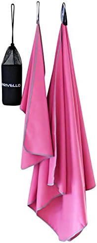 Privello Microlite Camping & Travel Towels Pack 2 Sizes, Microfiber Bath (59 x 30) & Hand Towel (23 x 14') Ultra Compact in Carry Bag Gym, Beach, Yoga, Suede