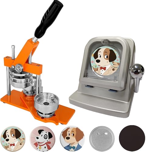 Image of 2.28x2.28in Photo Magnet Maker Machine, 58x58mm DIY Fridge Magnet Making Kit Button Press Machine, with Paper Cutter + 100pcs Magnetic+100pcs Badge Materials
