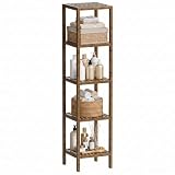 SMIBUY Scaffale per il bagno, organizzatore di scaffali in bambù a 5 livelli, scaffale multifunzionale per soggiorno, camera da letto, cucina (Noce)