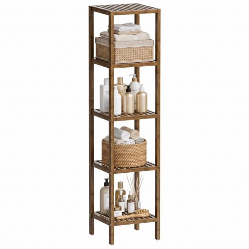 SMIBUY Badezimmer-Aufbewahrungsregal, 5 Ebenen, Bambusregal, Organizer, multifunktionales Regal für Wohnzimmer, Schlafzimmer… – Ansicht 1