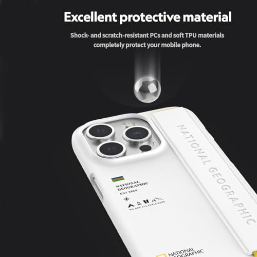 Image of National Geographic Strap Case PC for iPhone 15 Pro Max Back Cover Case (White)