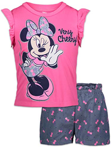 Disney Minnie Mouse Toddler Girls T-Shirt and Shorts Set 2T Hot Pink/Blue