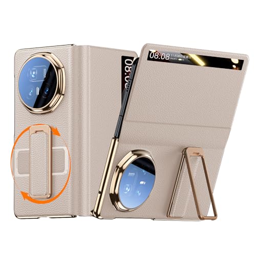 Étui en cuir Honor Magic V5 2025 rose avec fenêtre et béquille