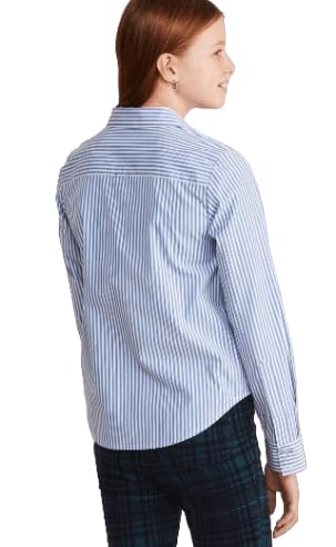 vineyard vines Girls' Poplin Button Down Striped Top, Hull Blue, 103