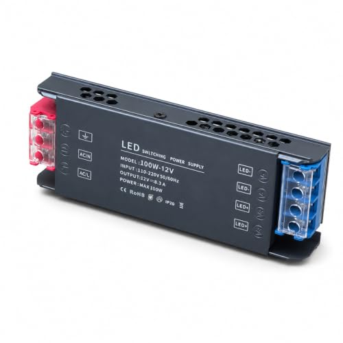 Image of VILHTL 12V 100W LED Driver Transformer AC 240V to DC 12V 8.3A Ultra Slim Low Volt Power Supply 240V to 12V Transformer Adapter Fanless for LED Light Bulbs Strip Light Wall Lamp