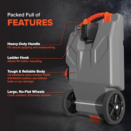 Camco 39004 Rhino 28-Gallon Portable Camper / Rv Tote Tank - Features Large Heavy-Duty No-Flat Wheels & Built-In Gate Valve - Removable Steel Tow Adapter, 3’ Rv Sewer Hose & More Rv Accessories thumb #5