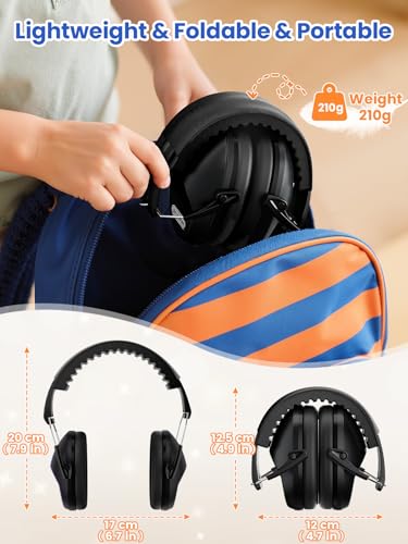 Image of Dr.meter Noise Cancelling Ear Muffs: EM100 SNR27.4 Ear Muffs for Noise Reduction - Kids Noise Cancelling Headphones with Adjustable Headband for Monster Truck Autism Sensory Mowing Firework-Black