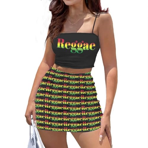 Image of 2025 Sexy Spaghetti Strap Crop Tops and Bodycon Skirt Casual 2 Piece Set S-4XL