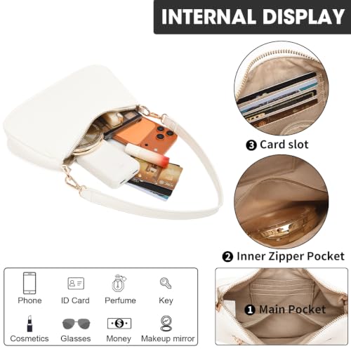 Image of Small Shoulder Bag for Women Mini Purse Retro Vegan Leather Hobo Purses Clutch Tote HandBags with Zipper Closure