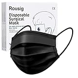 Rousig Kinder Mundschutz TYP IIR 3 Lagig Einwegmasken Kinder CE Zertifizierte 50 Stück Mund Nasen Maske Mädchen Junge Kindermasken,Kinder Maske Schwarz