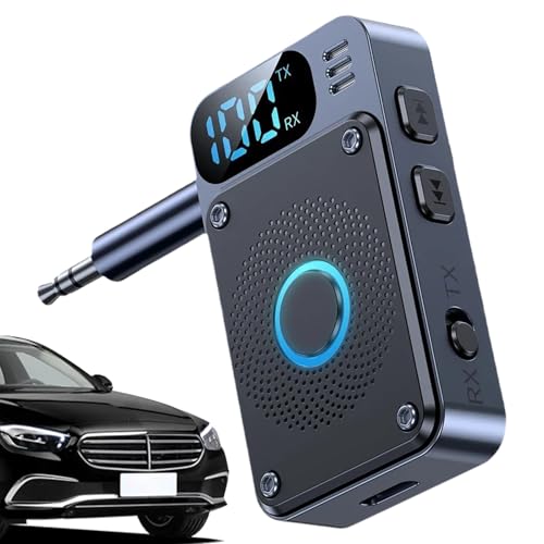 Receptor Inalámbrico - Transmisor FM Inalámbrico - Conversor Receptor de Audio 3.5mm con Pantalla Digital para, Teléfonos Inteligentes, Tabletas, Ordenadores y Uso Versátil