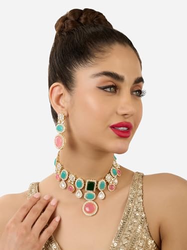 Austrian Diamonds Choker Necklace & Earring Set - ZPFK17552