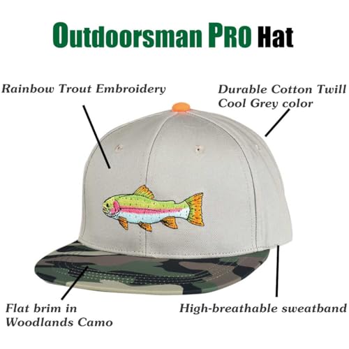 Image of EDTREK Performance Outdoorsman Snapback Truck Hat with Flat Brim - Unique Animal Embroidery