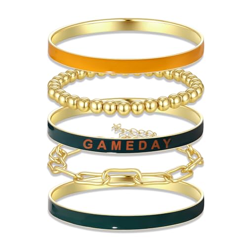Ensemble de bracelets joncs empilables dorés pour femme bijoux de football