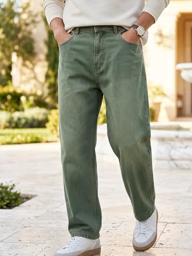 Image of Urbano Fashion Men's Loose Baggy Fit Heavy Washed Jeans Non-Stretchable