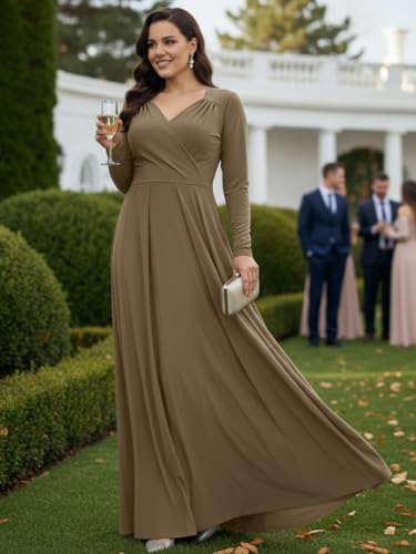 Image of KOH KOH Womens Long Sleeve Empire Cocktail Elegant Evening Versatile Maxi Dress