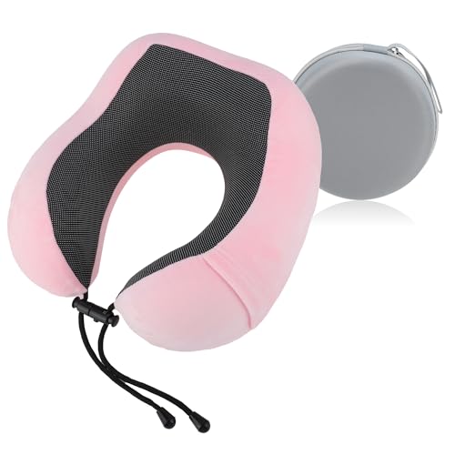 Almohada para viaje de espuma viscoelástica ajustable rosa miniatura 1