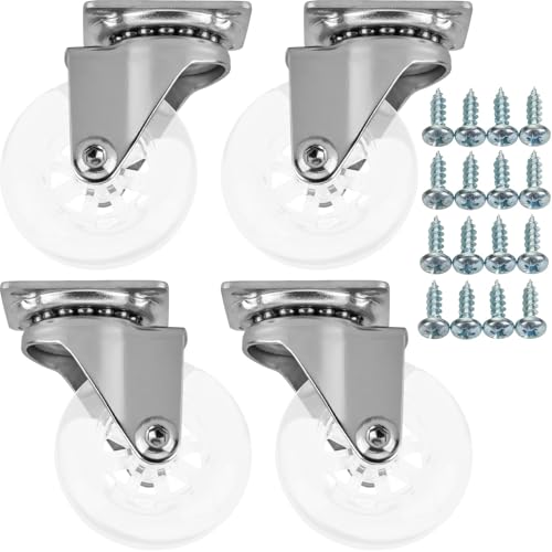 SOTECH 4 pièces roulettes de meuble SWIFT Ø 50 mm transparentes sans frein (blocage) y compris kit de vis Capacité de charge jusqu'à 140 kg (35 kg par roulette...