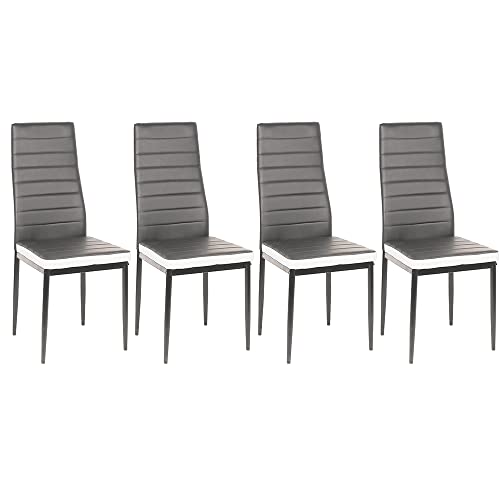 LANTUS Lot de 4 chaises empilables modèle pour cuisine, bar et salle à manger, structure robuste en acier rembourré et recouvert de simili cuir, 4 pièces...