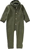 Engel Overall mit Kapuze, 100% Schurwolle Fleece, Natur, Gr. 50/56-86/92, 4 Farben (74-80, Schilf Melange)