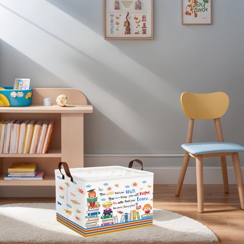 Image of Reading Book Storage Basket Organizer for Nursery, Classroom, Library, and Daycare Store Books, Clothes (Kid Learning)