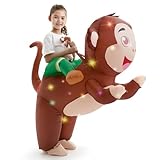 VioraWhite Kids Inflatable Costume Christmas Blow up Animal Costumes with LED Light Riding on Costume for Cosplay Girls Boys(Monkey)
