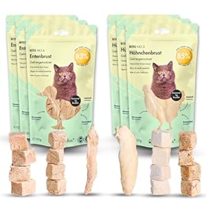 Ultimate Sparbox Pur Huhn & Ente, 100% Fleisch & Leber, Gefriergetrocknete Katzensnacks ohne Getreide und Zucker für Allergiker, NUR 1 ZUTATEN (6x50g)