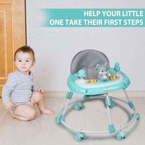 Image of JoyRide Musical Baby Walker with Adjustable Seat, Interactive Toy Bar, Foldable Design, 6-18 Months (Green)