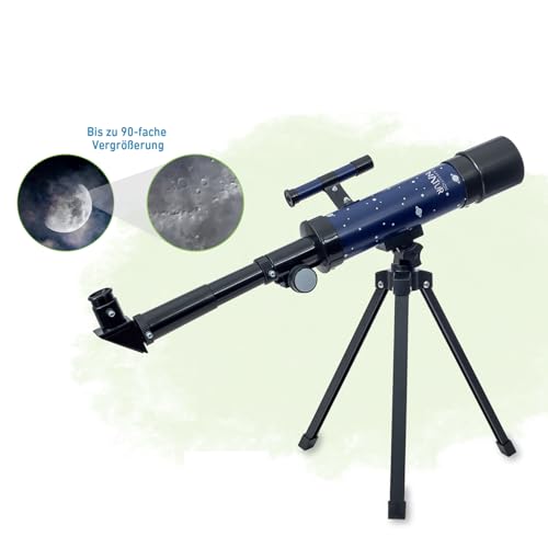 moses. Expedition Natur Teleskop, Teleskop Starter-Set für Kinder mit bis zu 90facher Vergrößerung, Einsteiger-Teleskop mit Stativ, tragbares Outdoor-Teleskop für unterwegs