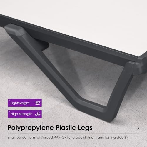 Image of PURPLE LEAF Patio Chaise Lounge Set of 4 Plastic Pool Lounger Chair, White | 5% Wider Seat, Aluminum Frame, Quick-Dry Comfort UV, Plastic + Glass fiber Legs, 5 Recline Angles, Stackable, Lightweight