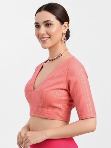 Image of Thevasa Women's Everyday Divine Depth V Neck Half Sleeves Blouse
