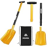 KAMINUO Pala de nieve telescópica portátil colorida de aluminio ajustable para coche, edición extendida (dorada)