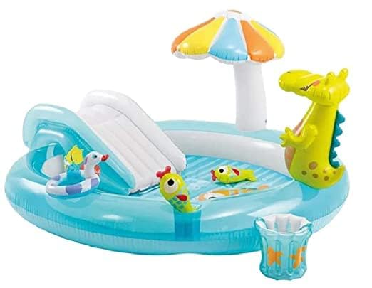 KAOMOJI Inflatable Sliding Swimming Pool with Water Sprinkles | Mini Water Park for Kids & Adults | Durable & Leak-Proof | Backyard Outdoor Summer Play Center | Pack of 1-picture-23