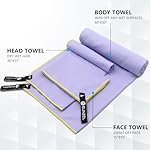 4 Set Quick Dry Camping Towel, Microfiber Travel Towel Super Absorbent Fast Drying Towel for Camping, Beach, Gym, Backpacking & Swimming(Four 3-Piece Towel Sets, Army Green/ Grey/ Taro Purple/ Pink) - Image 4
