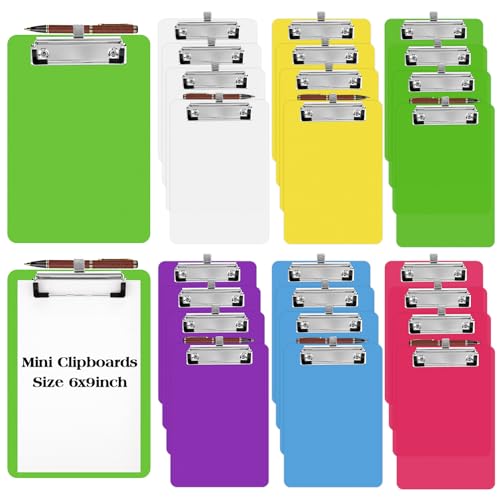 Qilery 24 Pcs Bulk Mini Clipboards with Pen Holder Clip