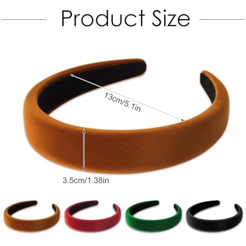 Image of DRESHOW 4 Pcs Velvet Wide Headbands for Women Girls Turban Vintage Boho Head Bands Fashion Non Slip Head Wraps Hoop Hair Accessories