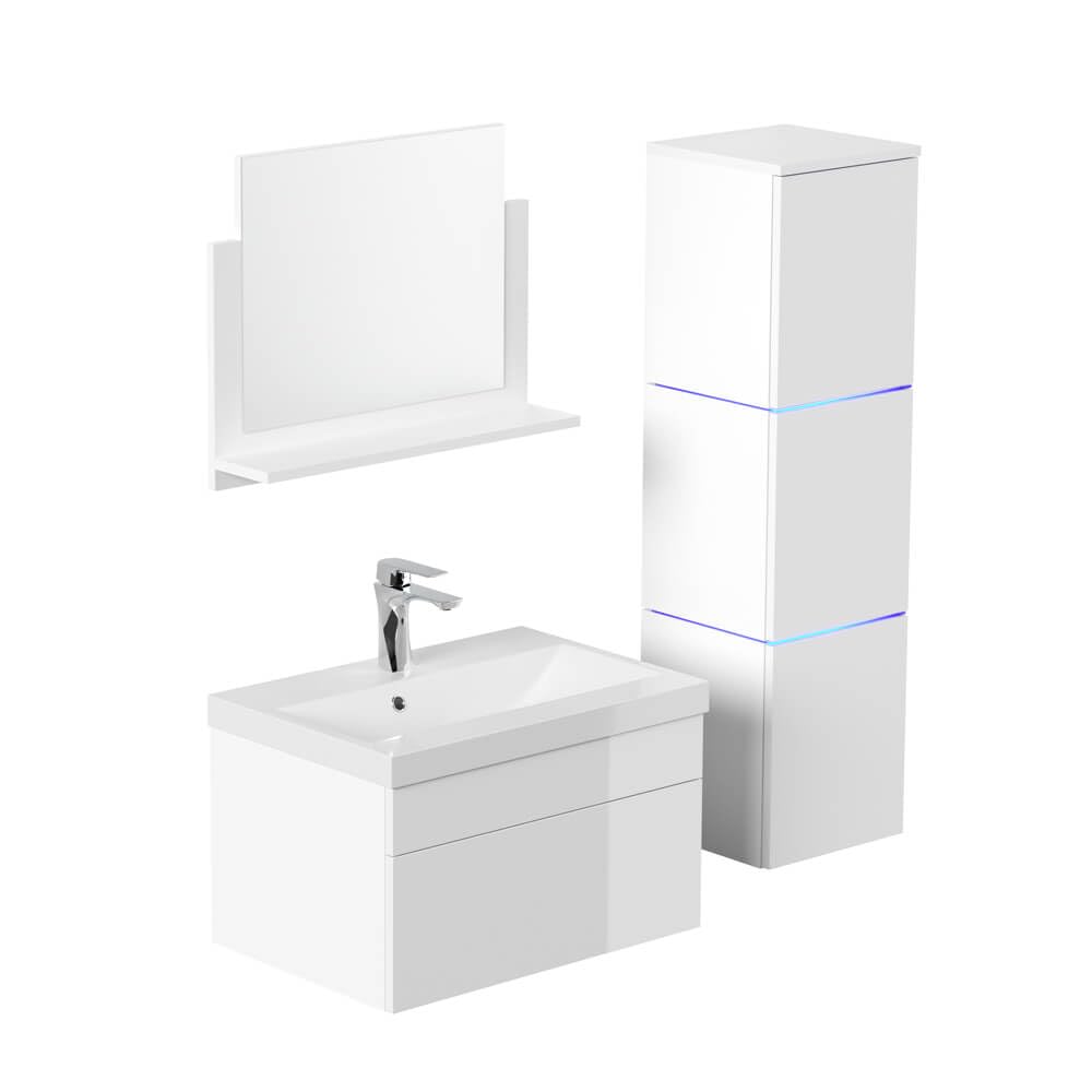 Home Deluxe - Mobili da bagno set - Wangerooge White - Grande - con acquedotto e accessori completi - Larghezza del lava