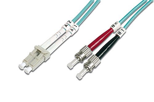 DIGITUS LWL patch cable OM3-2 m LC to ST fiber optic cable - LSZH - Duplex Multimode 50/125µ - 10 GBit/s - Turquoise