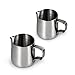 YOUZiNGS Lot de 2 pots à lait en acier inoxydable - Pour mousser à lait - 150 ml - Mousseur à lait pour café, mousse de lait - Barista - Couleur : argent brillant