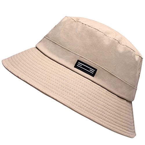 Zempertoopa Bob Chapeau Chapeau De Soleil Femmes Plack Pêcheur Hat Pure Coton Panama Cap Plus Tailles Bucket Hats 56-58Cm 58-60Cm 61-65Cm-Khaki,58-60Cm Cover