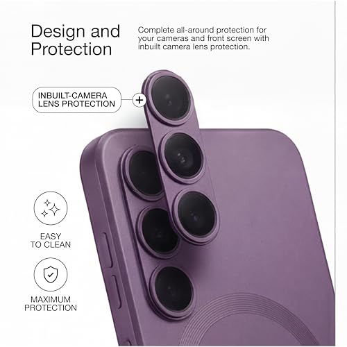 Image of amazon basics Premium Mag-Safe Case for Samsung Galaxy S25 Ultra 5G | Shockproof & Anti-Scratch Cover | Soft Silicone with Wireless Charging | Camera Lens Guard - Purple