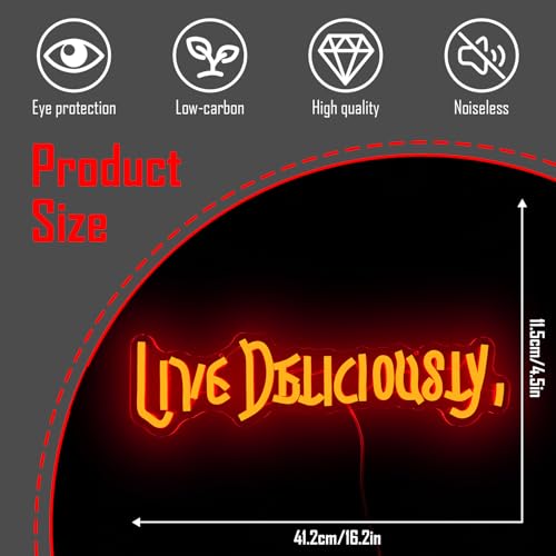 Image of Live Deliciously Neon Sign Witchy Led Neon Sign for Wall Decor Dimmable Spooky Gothic Neon Light Sign Halloween Neon Led Sign for Halloween Party Haunted House Decor Man Cave Gifts