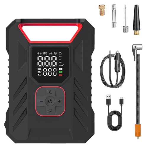 Image of TUSA Storm Pro 10X Fastest Tyre Inflator, Inflates Tyre in 2.5 Minutes (0-33 PSI), 2 in 1 Corded & Cordless Portable Air Compressor with 150 PSI Digital Display for Cars, Bikes (1 Year Warranty)