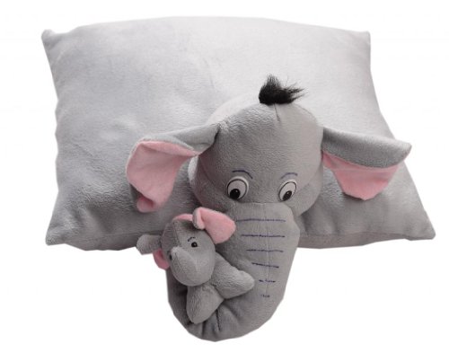 Image of Tickles Elephant Soft Stuffed Plush Cushion Pillow Cum Toy for Boys & Girls Birthday Gift (Size: 43 cm Color: Grey)