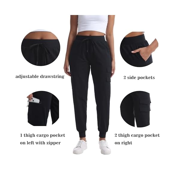 Women's Lightweight Hiking Joggers with Pockets - Water Resistant Cargo Pants for Outdoor Workouts Camping - Image 2